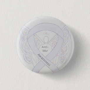 Badge Rond 2,50 Cm Ange de sensibilisation à la guerre Épine à ruban