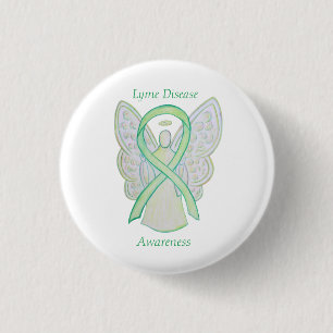 Badge Rond 2,50 Cm Ange de sensibilisation à la maladie de Lyme Ruban