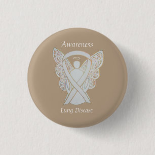 Badge Rond 2,50 Cm Ange de sensibilisation à la maladie pulmonaire Bl