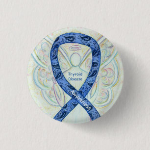 Badge Rond 2,50 Cm Ange de sensibilisation à la maladie thyroïde Pais