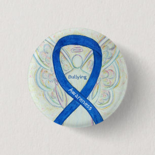 Badge Rond 2,50 Cm Ange de sensibilisation à l'intimidation Bleu Ruba
