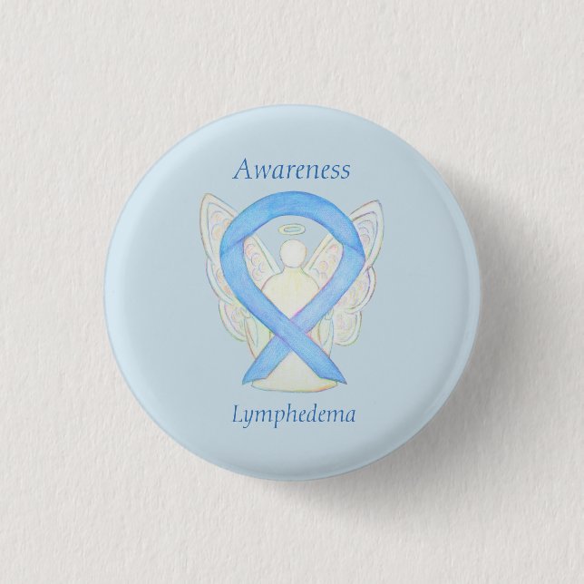 Badge Rond 2,50 Cm Ange de sensibilisation au lymphoedème Ruban Art P (Devant)