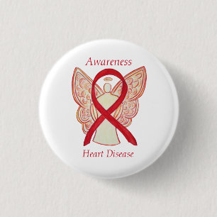 Badge Rond 2,50 Cm Ange de sensibilisation aux maladies cardiaques Ép