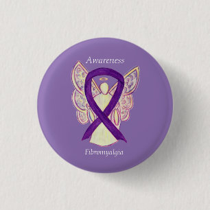 Badge Rond 2,50 Cm Ange de sensibilisation Fibromyalgie Ruban Peintur