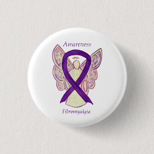 Badge Rond 2,50 Cm Ange de sensibilisation Fibromyalgie Ruban Peintur