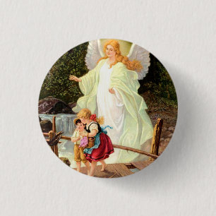 Badge Rond 2,50 Cm Ange gardien Enfants sur pont Lindberg