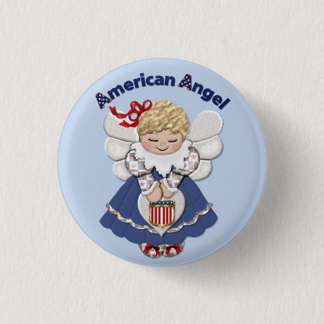 Badge Rond 2,50 Cm Angel américain (Devant)