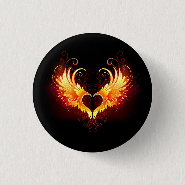 Badge Rond 2,50 Cm Angel Fire Heart with Wings (Devant)