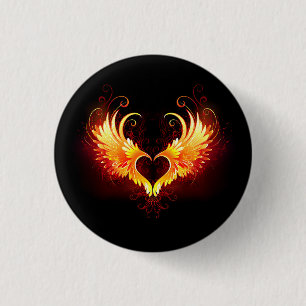 Badge Rond 2,50 Cm Angel Fire Heart with Wings