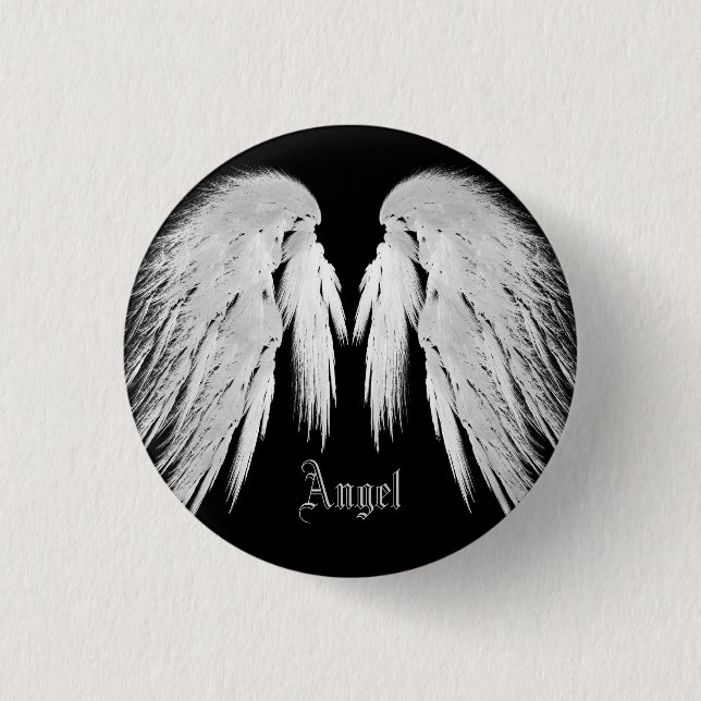 Badge Rond 2,50 Cm ANGEL WINGS Black Nom personnalisé (Devant)