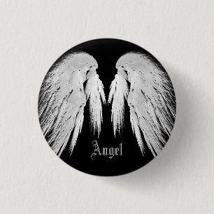 Badge Rond 2,50 Cm ANGEL WINGS Black Nom personnalisé