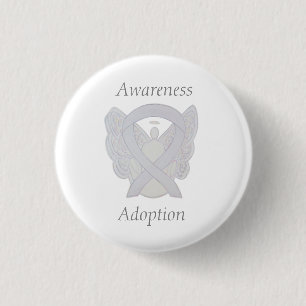 Badge Rond 2,50 Cm Angle de sensibilisation à l'adoption Ruban blanc