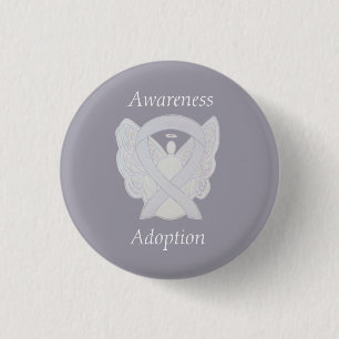 Badge Rond 2,50 Cm Angle de sensibilisation à l'adoption Ruban blanc