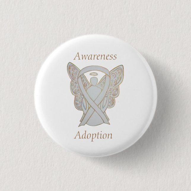 Badge Rond 2,50 Cm Angle de sensibilisation à l'adoption Ruban blanc  (Devant)