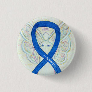 Badge Rond 2,50 Cm Angle d'éducation Blue Sensibilisation Ruban Art P