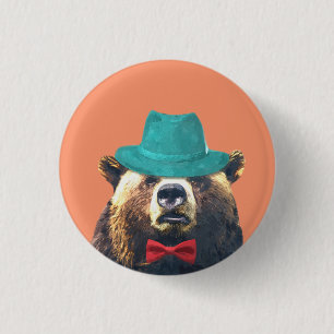 Badge Rond 2,50 Cm Animal drôle mignon de région boisée d'ours