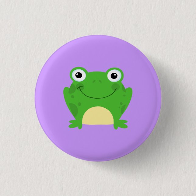 Badge Rond 2,50 Cm Animal mignon vert amphibie de bande dessinée de (Devant)