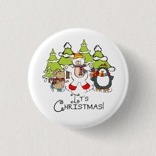 Badge Rond 2,50 Cm Animaux C'est Noël