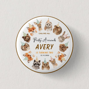 Badge Rond 2,50 Cm Animaux de fête 2e anniversaire Joli animal de j