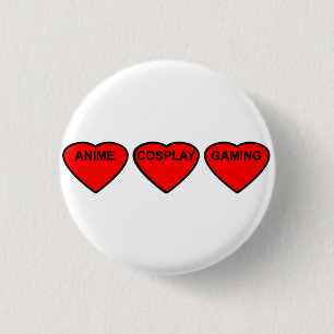 Badge Rond 2,50 Cm Anime, Cosplay, insigne de coeurs de jeu