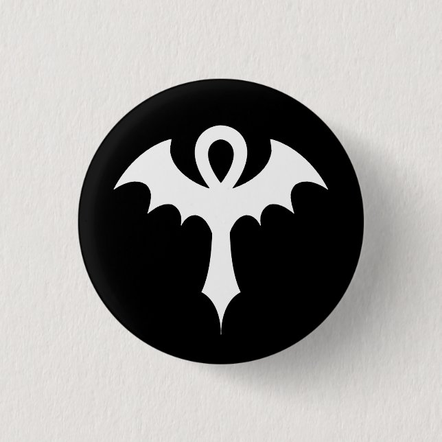 Badge Rond 2,50 Cm Ankh Avec Bat Wings (Devant)