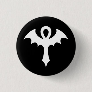 Badge Rond 2,50 Cm Ankh Avec Bat Wings