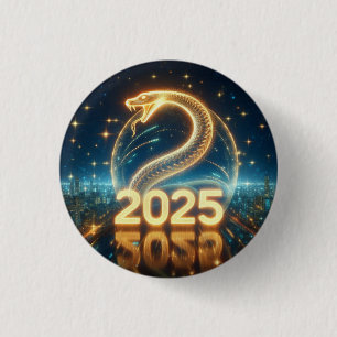 Badge Rond 2,50 Cm Année du serpent en bois chinois
