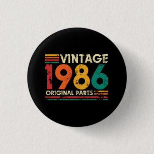 Badge Rond 2,50 Cm Anniversaire 1986 Pièces d'Origine 40 Ans