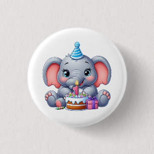 Badge Rond 2,50 Cm Anniversaire 1 an Éléphant Bébé