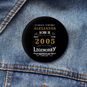 Badge Rond 2,50 Cm Anniversaire 21 ans personnalisé Né 2005 Vintage N