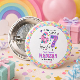 Badge Rond 2,50 Cm Anniversaire arc-en-ciel 7 ans J'avais 6 ans, ma