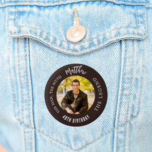 Badge Rond 2,50 Cm Anniversaire brune photo homme mythe légende