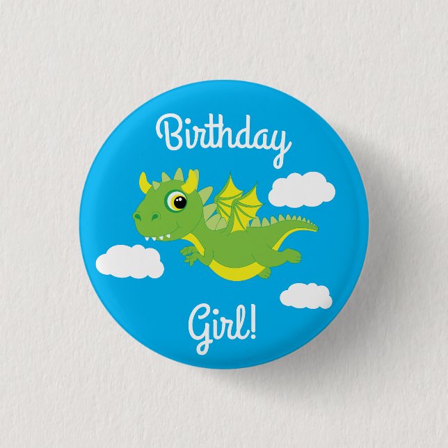 Badge Rond 2,50 Cm Anniversaire de Dragon Cute Kid (Devant)