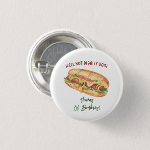 Badge Rond 2,50 Cm Anniversaire de enfant Hot Dog Watercolor