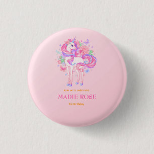 Badge Rond 2,50 Cm Anniversaire de la fête licorne magique