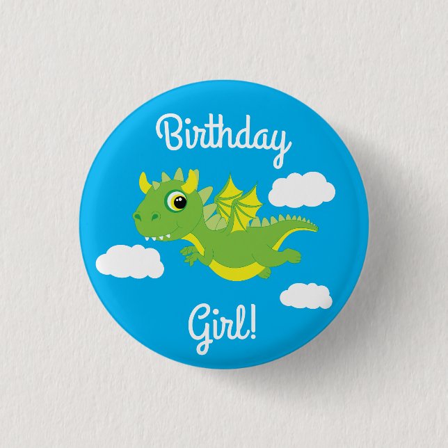 Badge Rond 2,50 Cm Anniversaire de l'enfant mignon dragon (Devant)