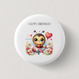 Badge Rond 2,50 Cm Anniversaire de Pilote Abeille