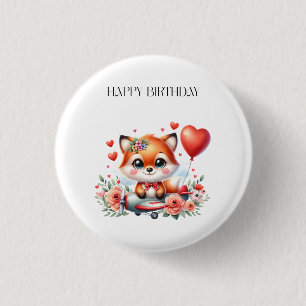 Badge Rond 2,50 Cm Anniversaire de pilote de renard mignon