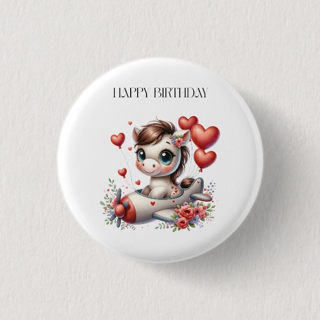 Badge Rond 2,50 Cm Anniversaire de Pony Pilot (Devant)