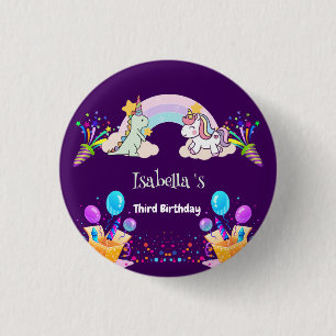 Badge Rond 2,50 Cm Anniversaire du ballon arc-en-ciel Cute Dinosaur U