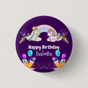 Badge Rond 2,50 Cm Anniversaire du ballon arc-en-ciel Cute Dinosaur U
