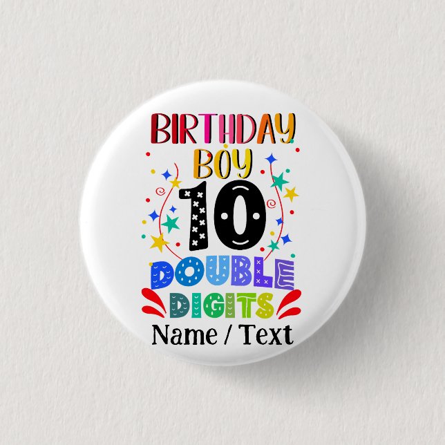 Badge Rond 2,50 Cm Anniversaire Garçon 10 Chiffres doubles (Devant)
