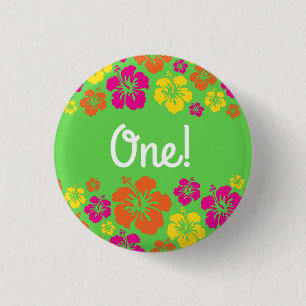 Badge Rond 2,50 Cm Anniversaire Hawaïen Mignon pour Enfant