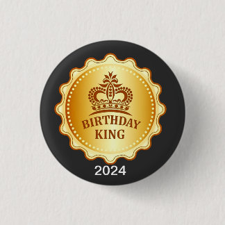 Badge Rond 2,50 Cm Anniversaire King 2024 Gold Crown Token Anniversai