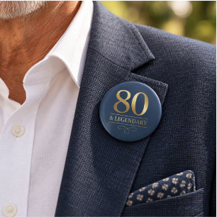 Badge Rond 2,50 Cm Anniversaire légendaire 80 ans Navy & Or Élégant