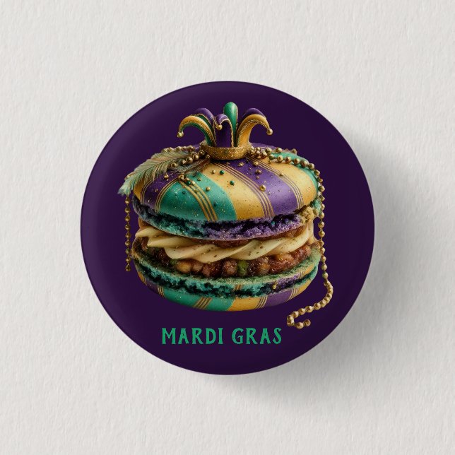 Badge Rond 2,50 Cm Anniversaire Macaron Royal de Mardi Gras (Devant)