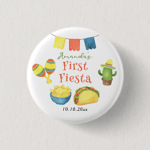 Badge Rond 2,50 Cm Anniversaire premier de Fiesta Aquarelle