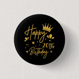 Badge Rond 2,50 Cm Anniversaire Queen Gold Parties scintillant Joyeux