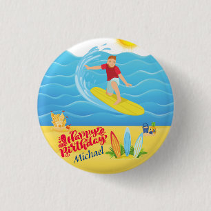 Badge Rond 2,50 Cm Anniversaire Surf 