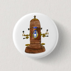 Badge Rond 2,50 Cm Antique Espresso Machine Café Aquarelle Art